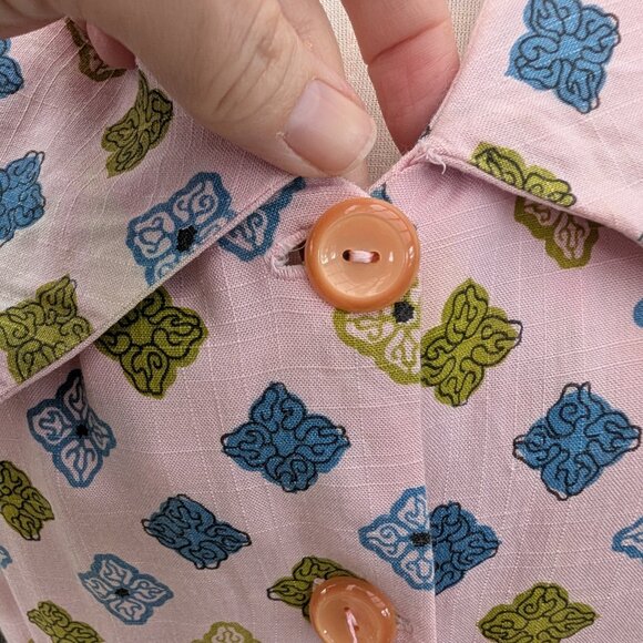 Vintage 1940's Pink Print Day Dress, handmade, AS IS - Picture 11 of 16